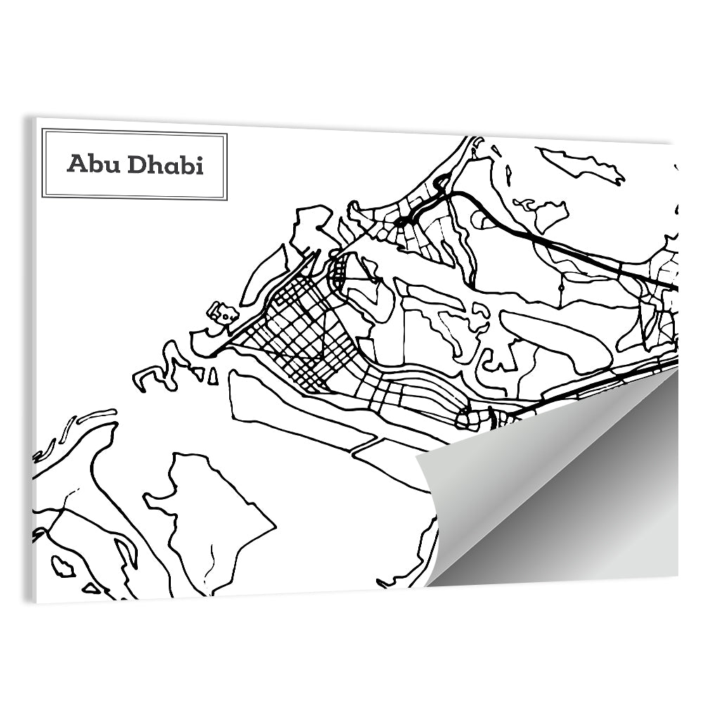 Abu Dhabi City Grid Map Wall Art