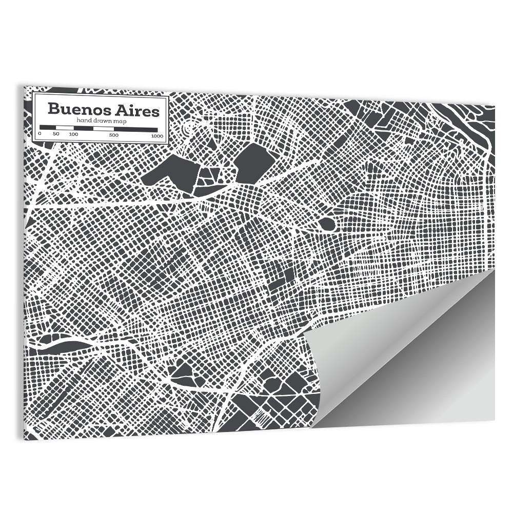 Buenos Aires Street Grid Map Wall Art