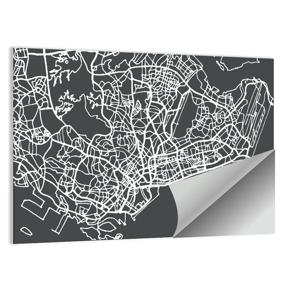 Singapore Minimal City Map Wall Art