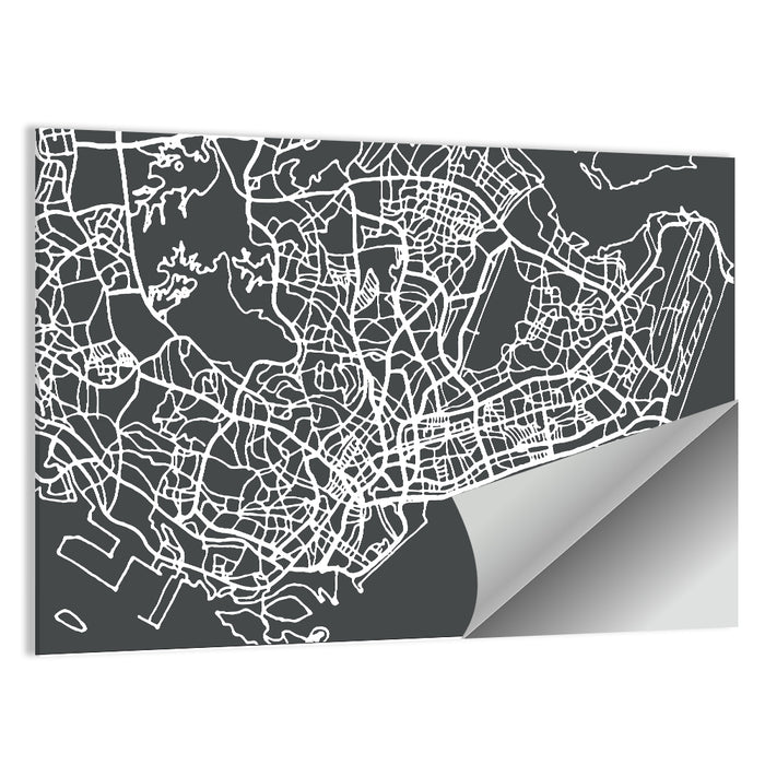 Singapore Minimal City Map Wall Art as a poster print