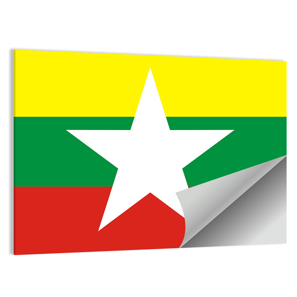 Myanmar Flag with Central Star Wall Art