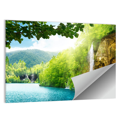 Plitvice Lakes Forest Waterfall Wall Art