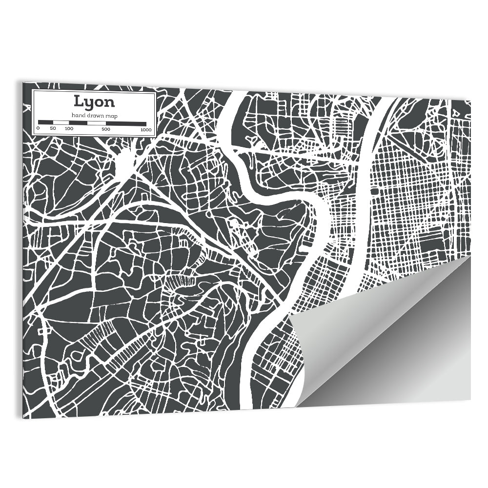 Lyon Aerial City Map Wall Art