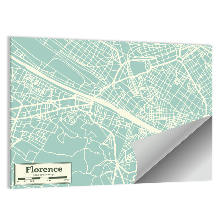 Florence Arno River Map Wall Art as a poster print