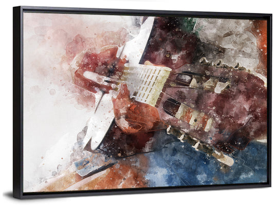 Acoustic Guitar Close Up Watercolor Wall Art