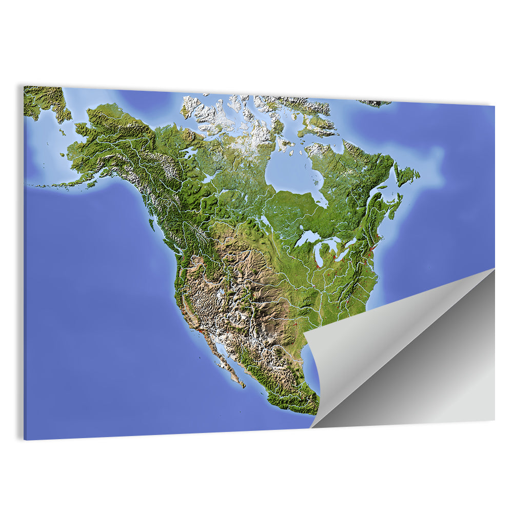 North America Topographic Map Wall Art