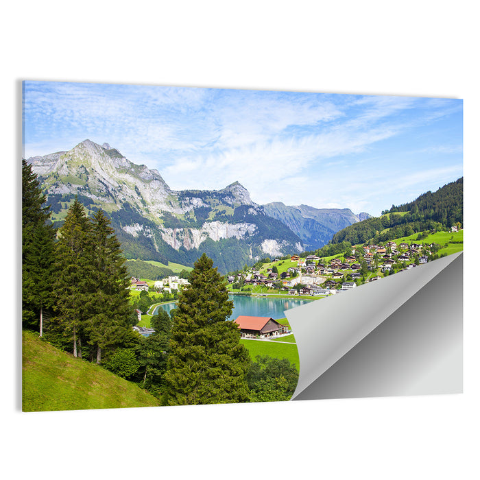 Lungern Lake Village Wall Art as a poster print