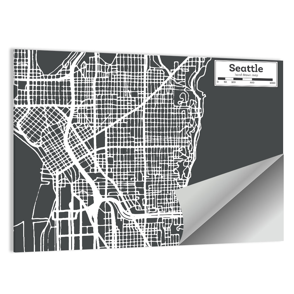 Seattle City Map Wall Art