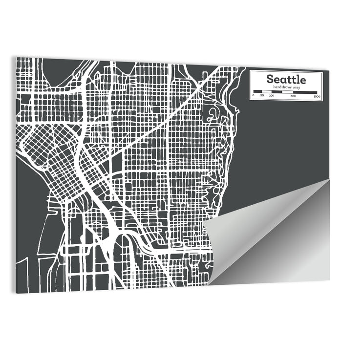 Seattle Urban Grid Map Wall Art as a poster print