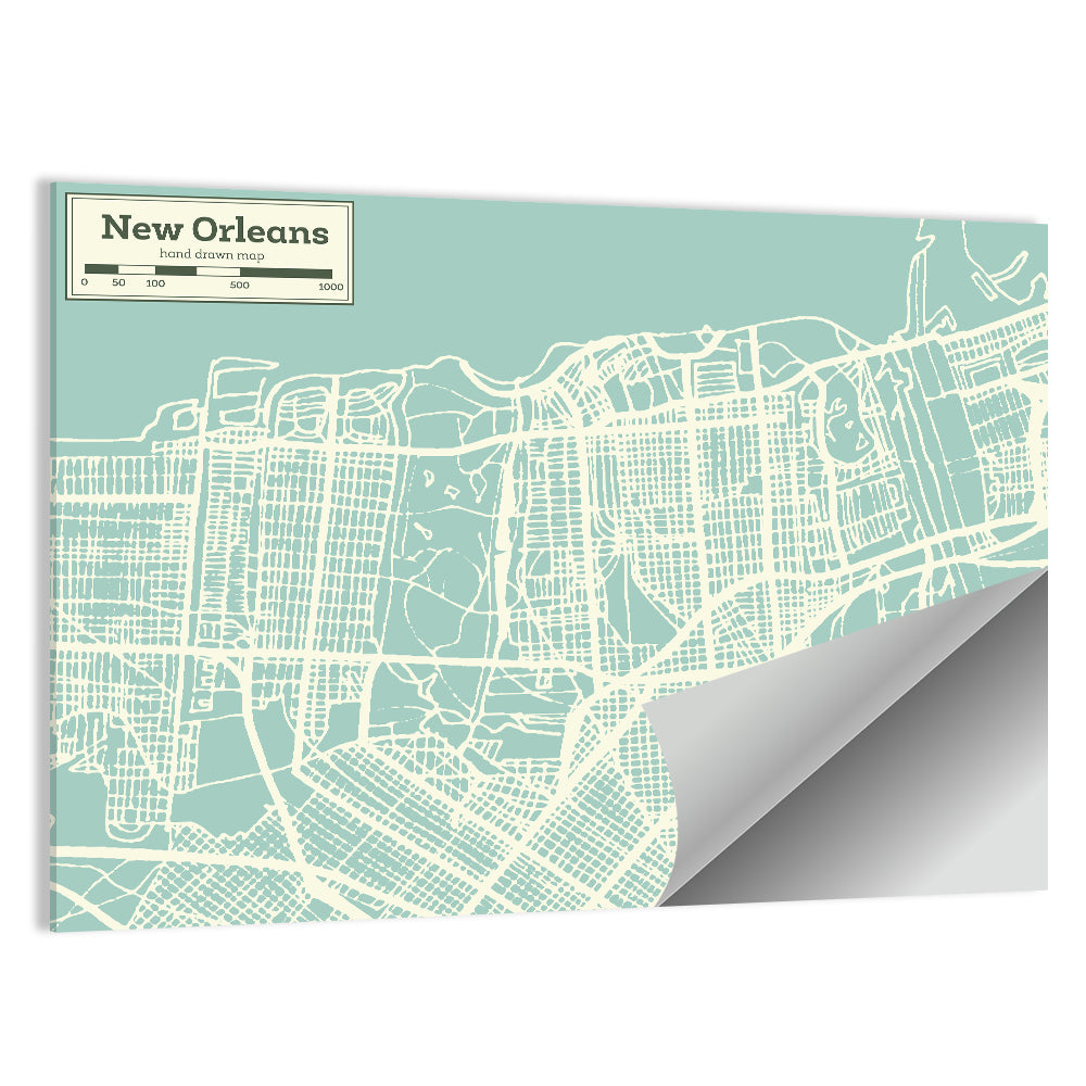 New Orleans Street Grid Map Wall Art
