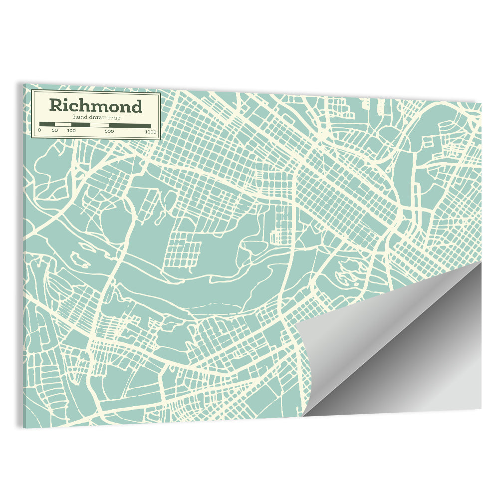 Richmond Teal City Map Wall Art