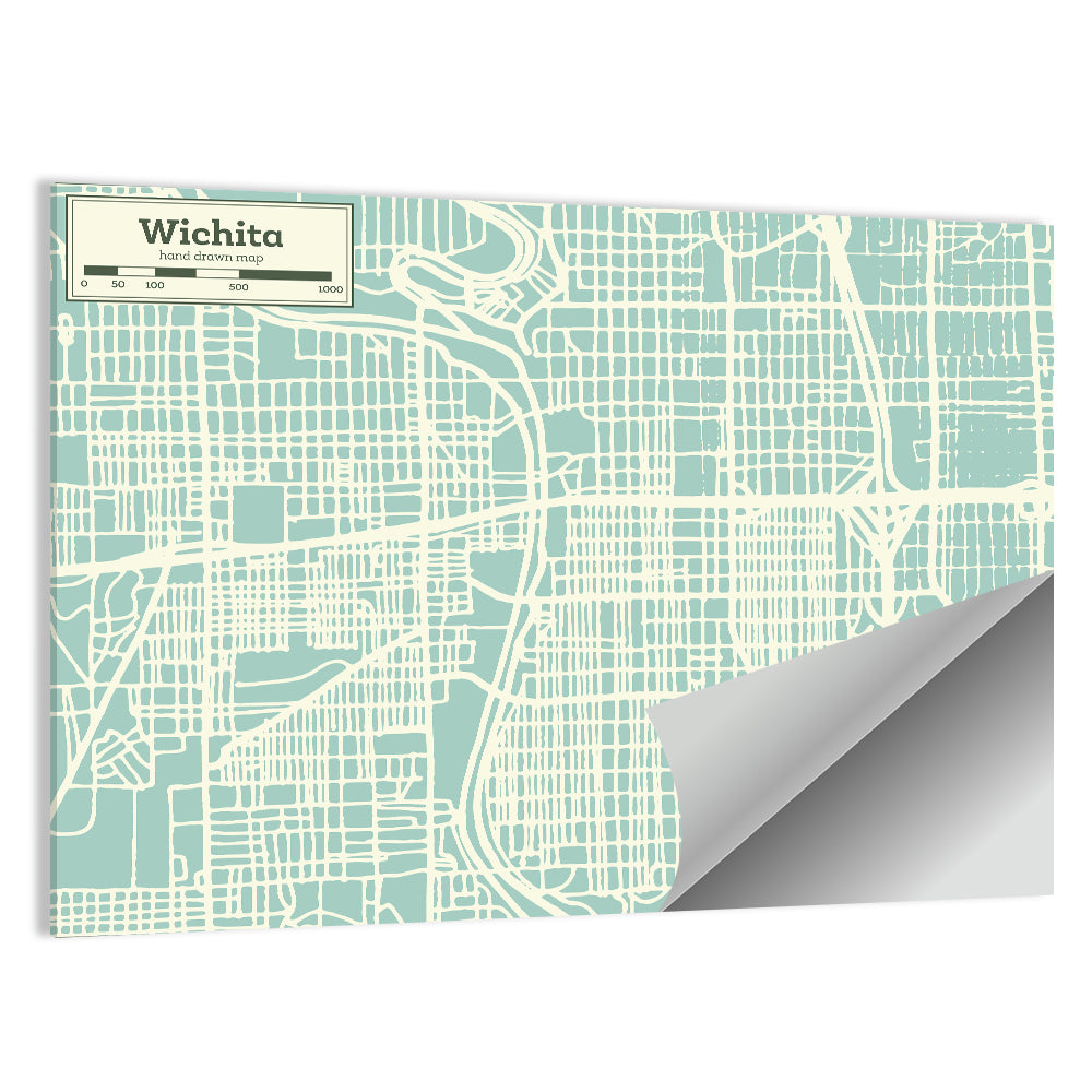 Wichita Kansas Map Wall Art