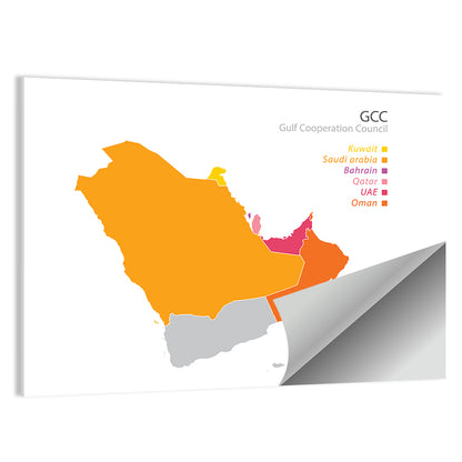 Gulf Cooperation Council Map Wall Art