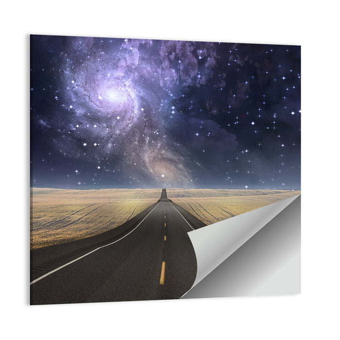 Galaxy Over Empty Road Wall Art as a poster print