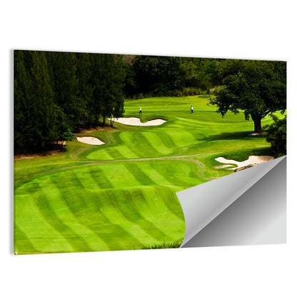 Sloping Golf Fairway with Bunkers Wall Art