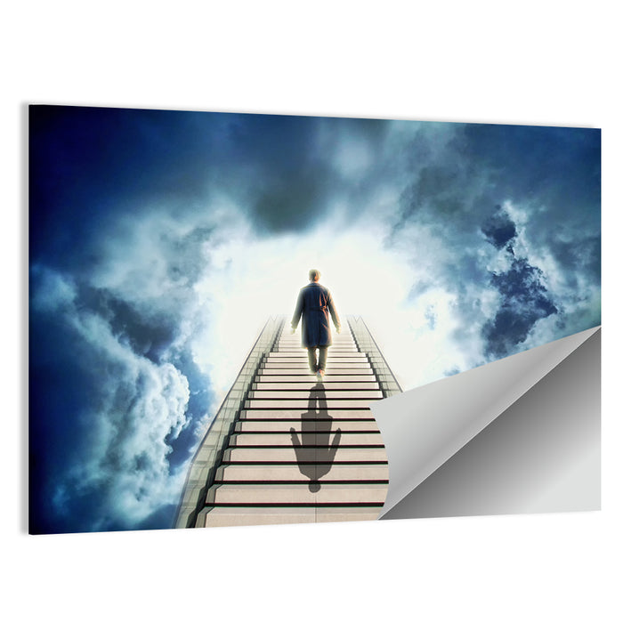 Man Ascending Toward Light Wall Art as a poster print