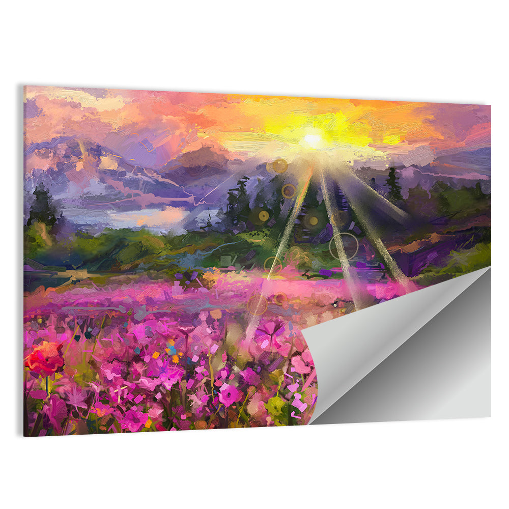 Cosmos Meadow Sunset Wall Art