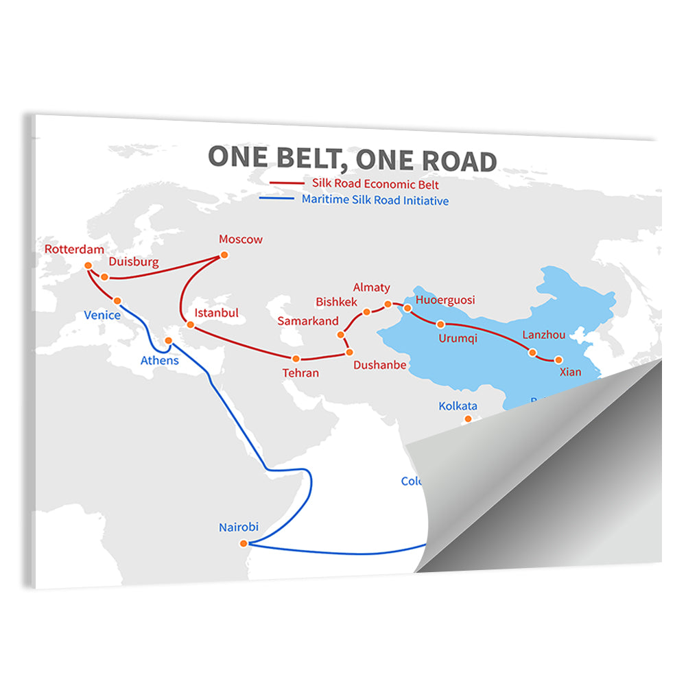 Modern Silk Road Map Wall Art