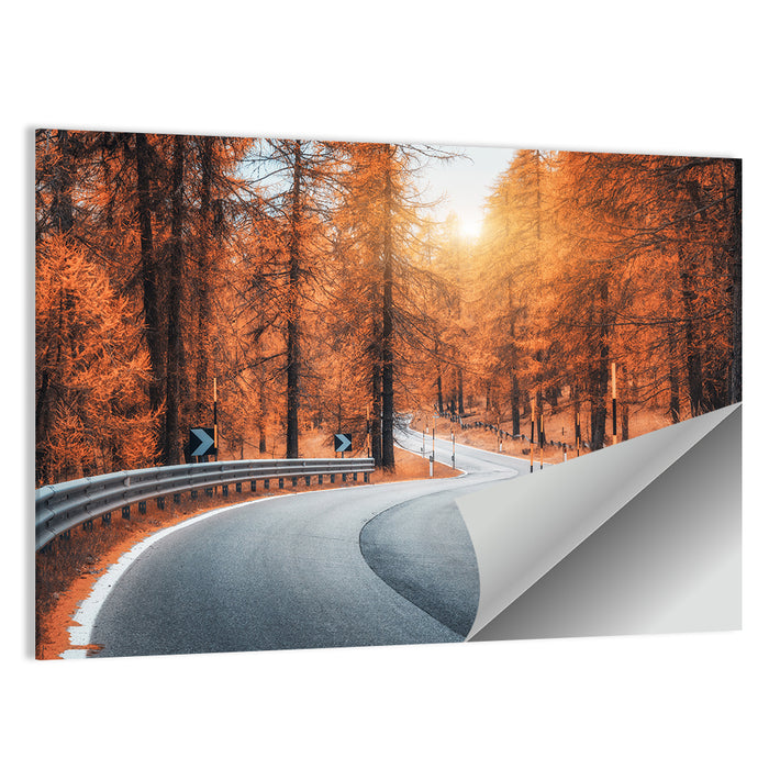 Autumn Road at Sunset Wall Art as a poster print