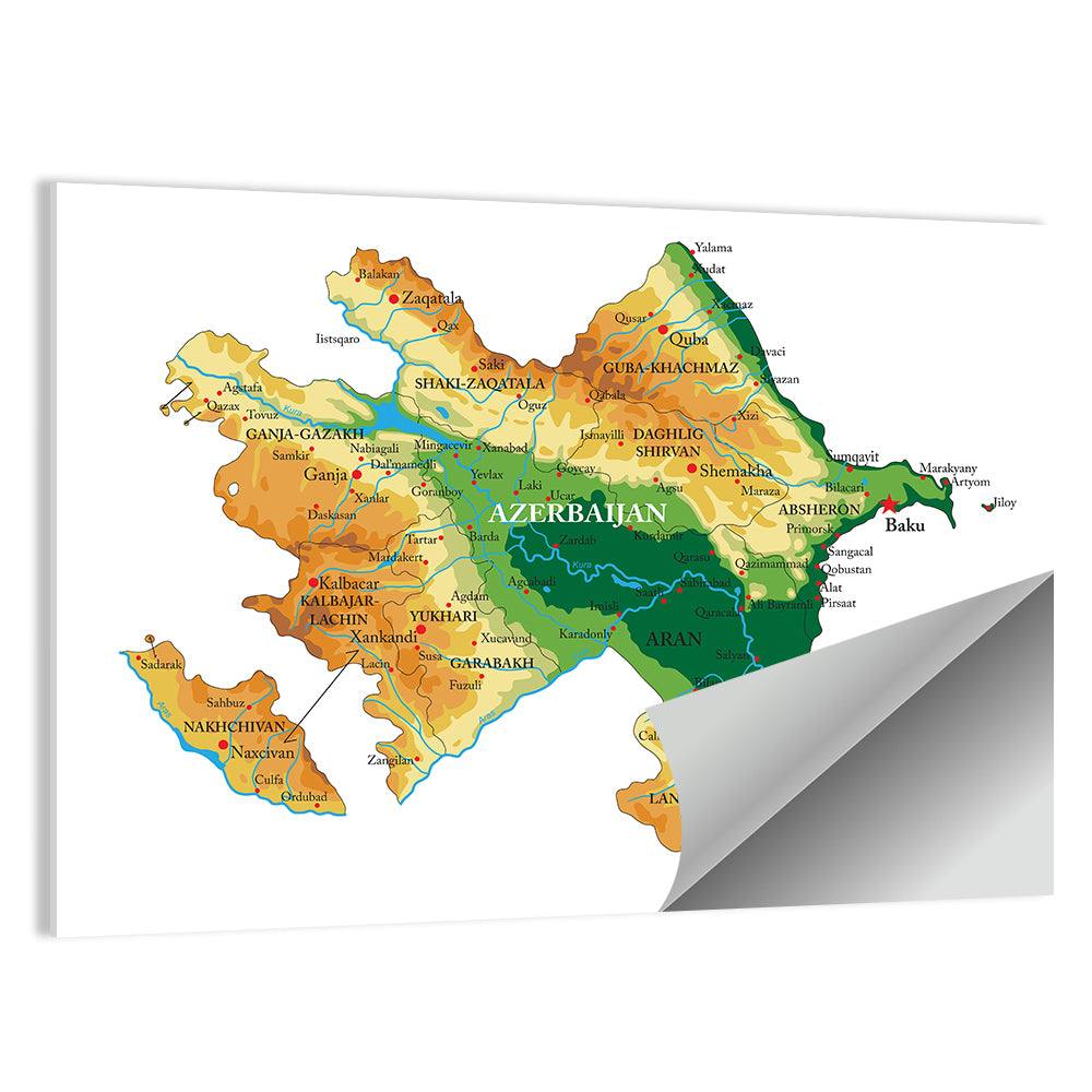 Relief Map of Azerbaijan Wall Art
