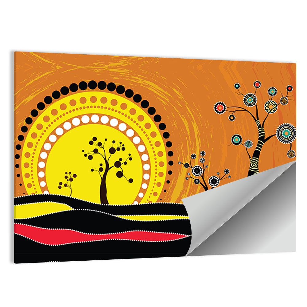 Aboriginal Dot Sunset Wall Art