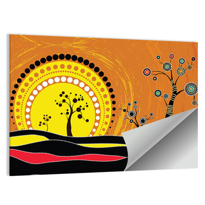 Aboriginal Dot Sunset Wall Art
