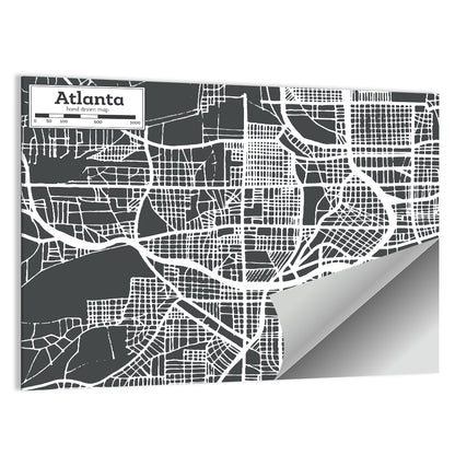 Atlanta Street Grid Map Wall Art