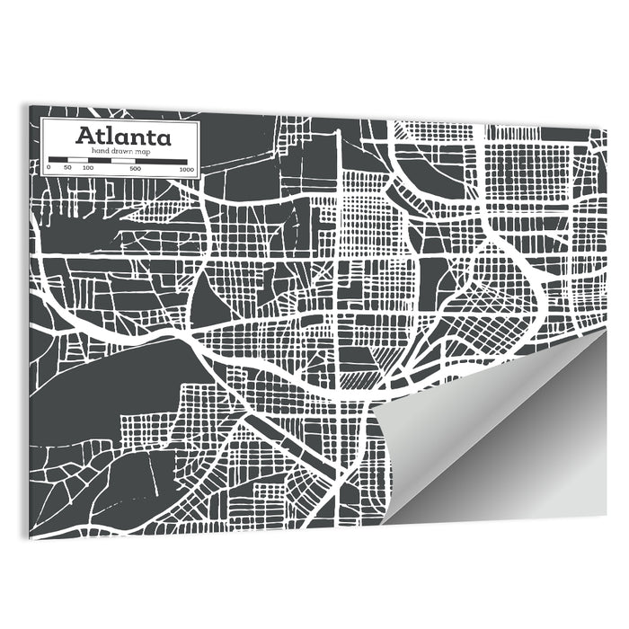 Atlanta Street Grid Map Wall Art as a poster print