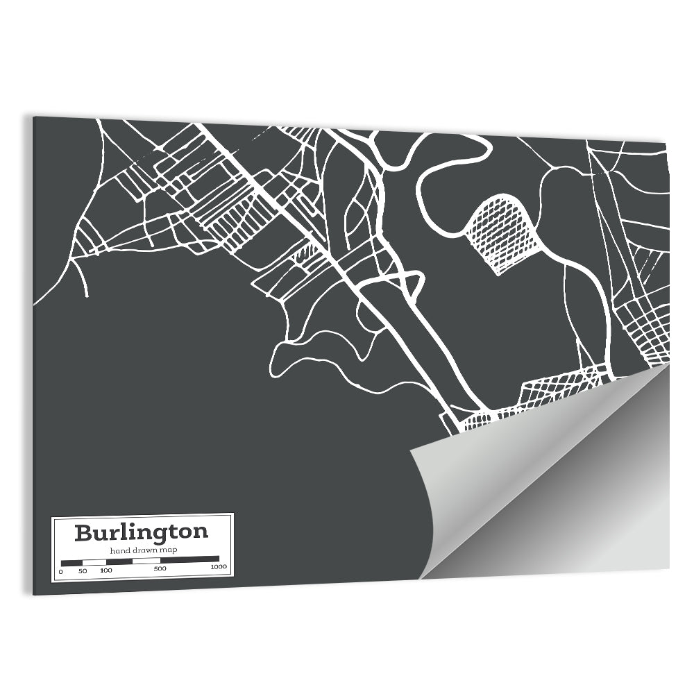 Burlington Vermont Street Grid Map Wall Art