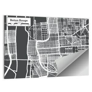 Baton Rouge Louisiana City Map Wall Art