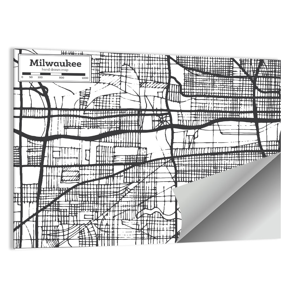 Hand-drawn Milwaukee City Map Wall Art