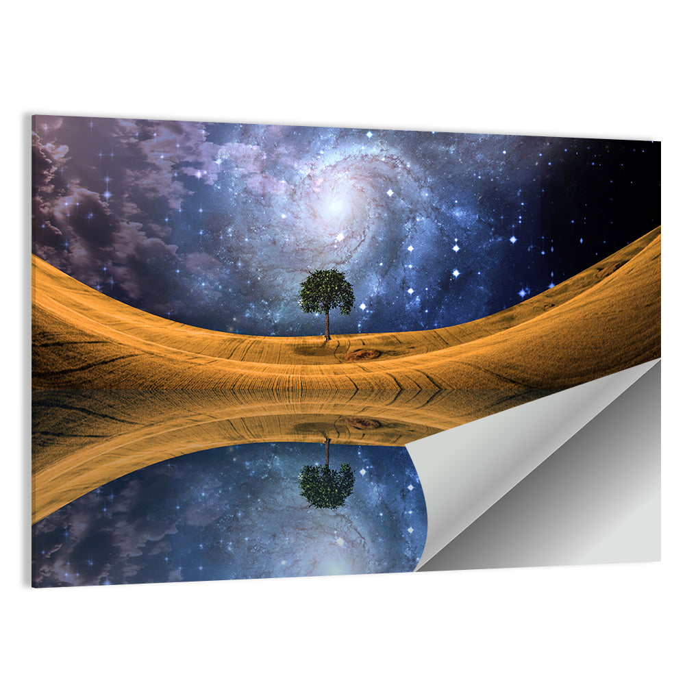 Solitary Tree Beneath Spiral Galaxy Wall Art