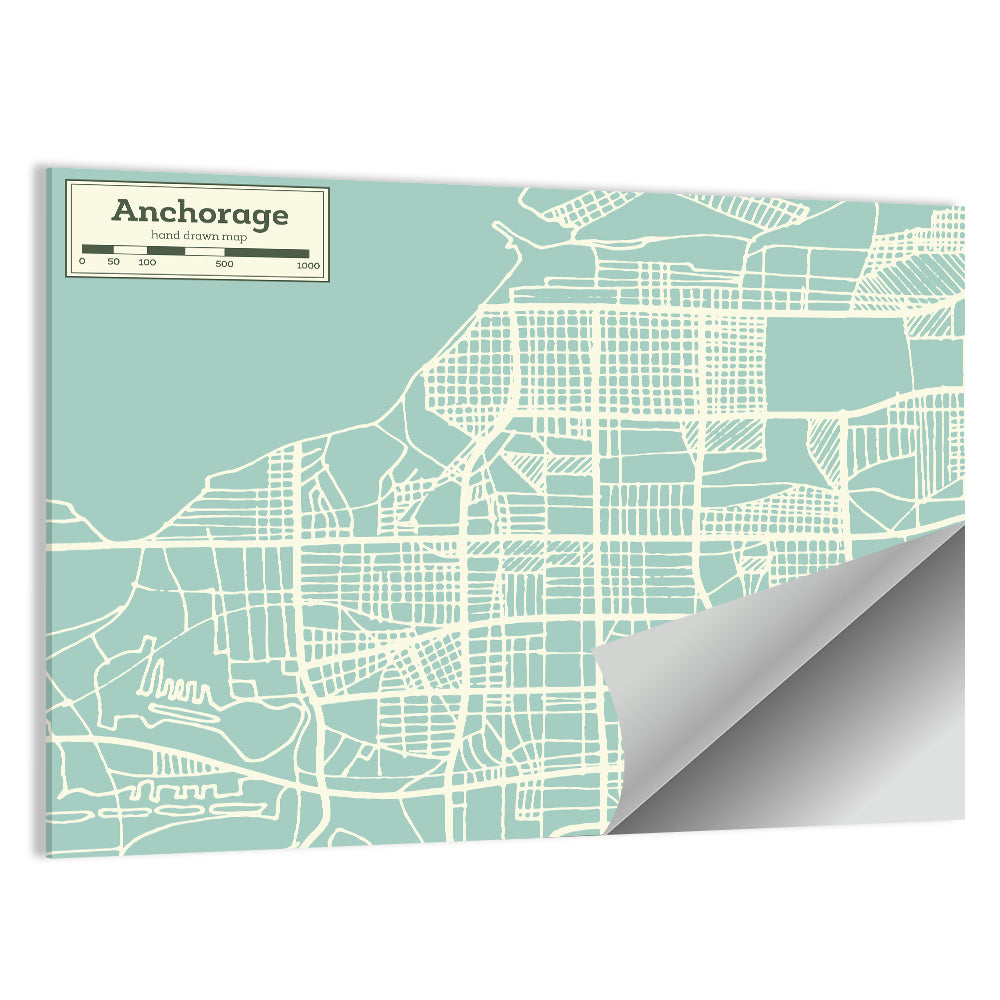 Anchorage, Alaska Map Wall Art