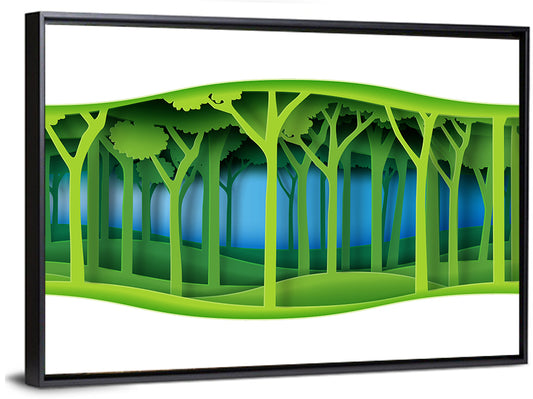 Layered Paper Forest Panorama Wall Art