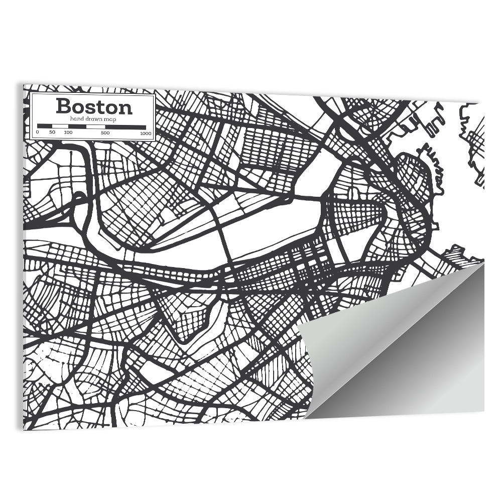 Boston Street Network Map Wall Art