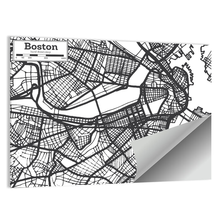 Boston Street Network Map Wall Art as a poster print