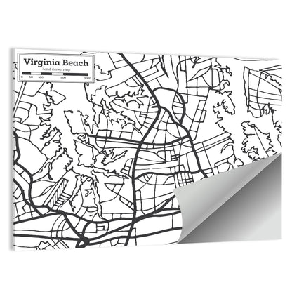 Virginia Beach Hand-drawn City Map Wall Art