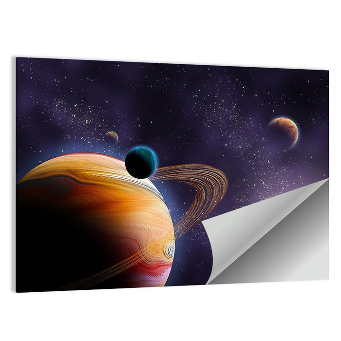 Ringed Planet in Deep Space Wall Art as a poster print