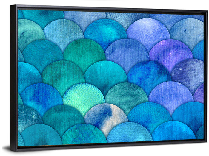 Blue Reptilian Scale Pattern Wall Art as a framed canvas