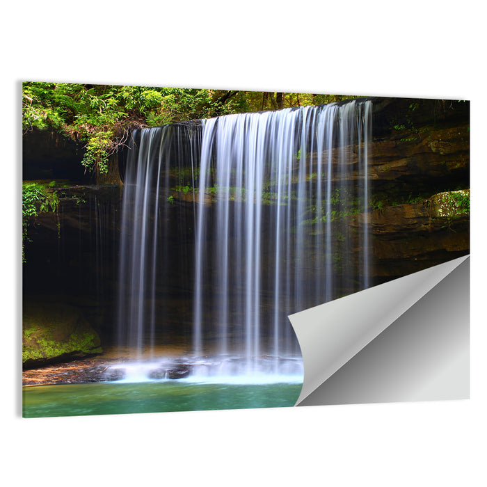 Upper Caney Creek Falls, Mossy Cliff Wall Art as a poster print