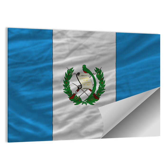 Guatemala Flag with Coat of Arms Wall Art as a poster print