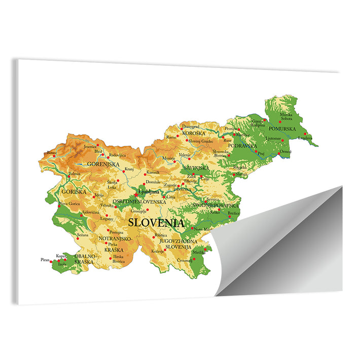 Slovenia Relief Map Wall Art as a poster print