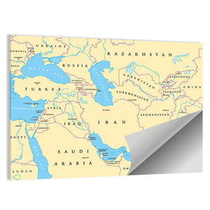 Southwest Asia Political Map Wall Art