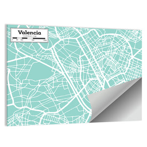 Valencia City Map Wall Art