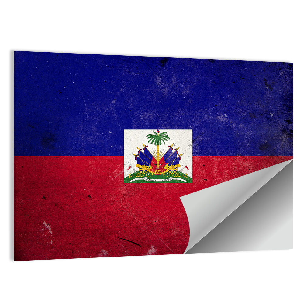 Haitian Flag with Distressed Emblem Wall Art