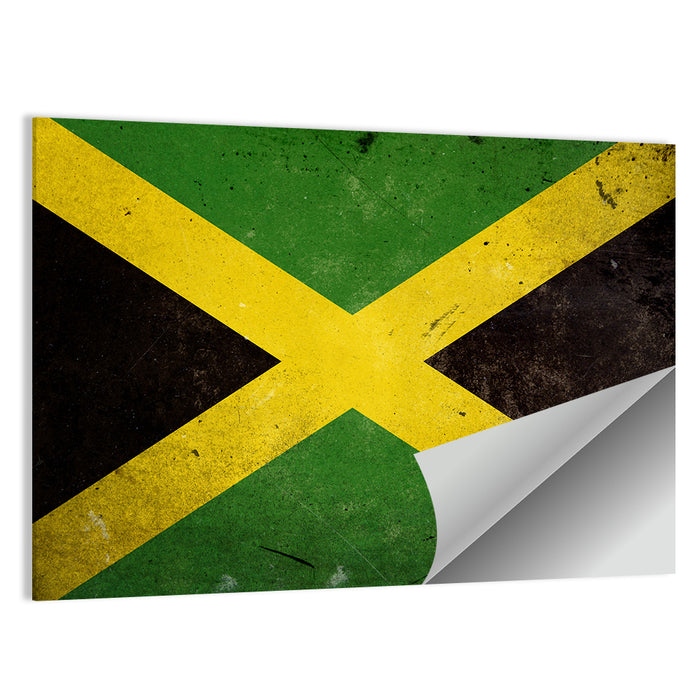 Distressed Jamaican Flag Wall Art as a poster print