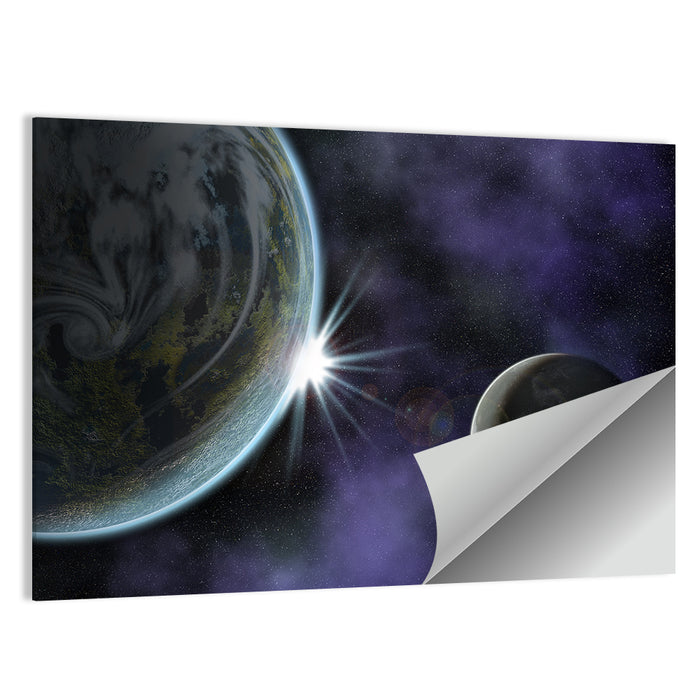 Twin Planets Sunrise Wall Art as a poster print