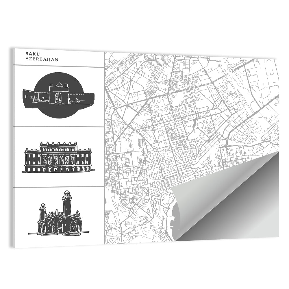 Baku Minimalist City Map Wall Art