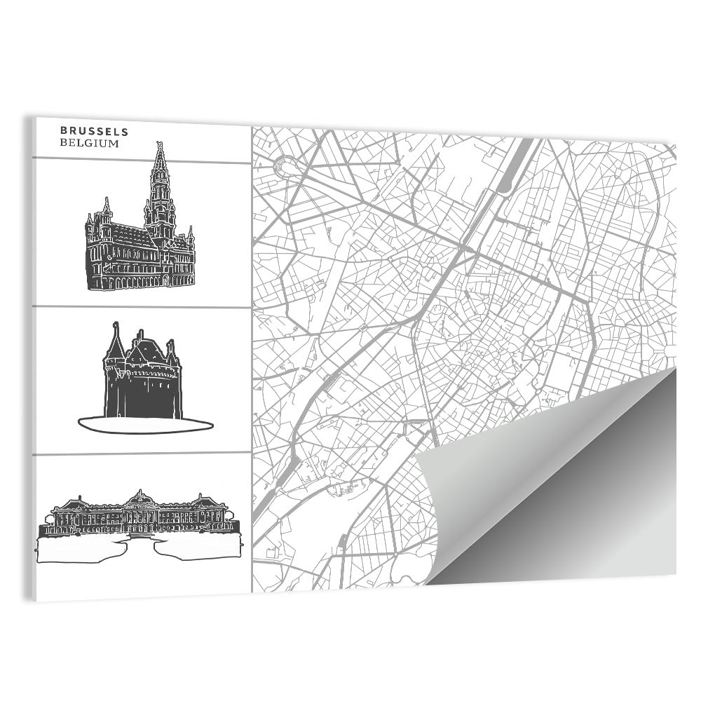 Brussels City Map Wall Art