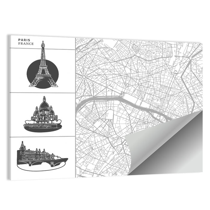 Paris Architectural Map Grid Wall Art as a poster print